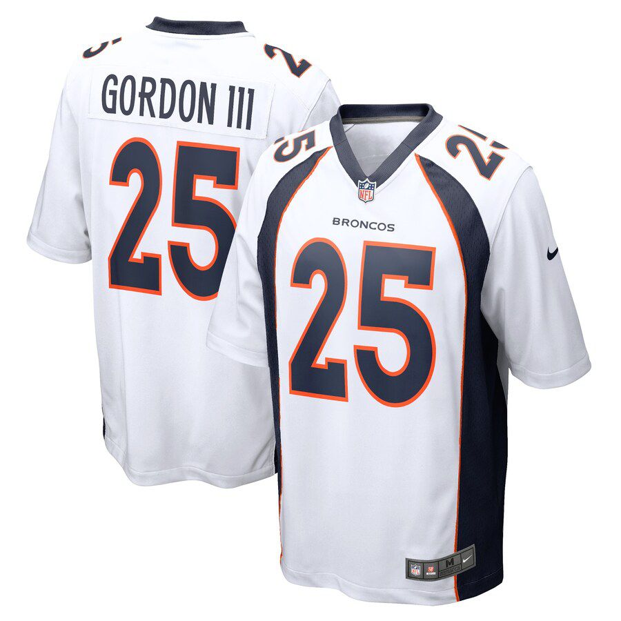 Men Denver Broncos #25 Melvin Gordon III Nike White Game NFL Jersey->denver broncos->NFL Jersey